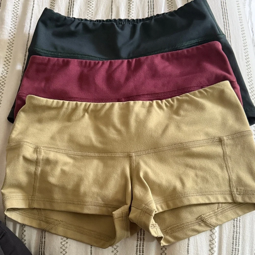 Fleo Women's Athletic Shorts Set - Green, Burgundy, Sage xs low rise cut - Picture 1 of 6